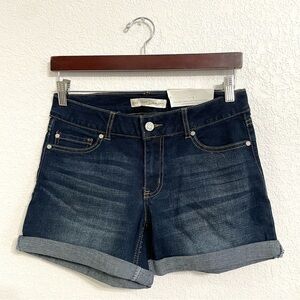 NWT Cato Womens Shorts Denim Blue Jean Mid Rise Stretch Roll Cuff Size 2